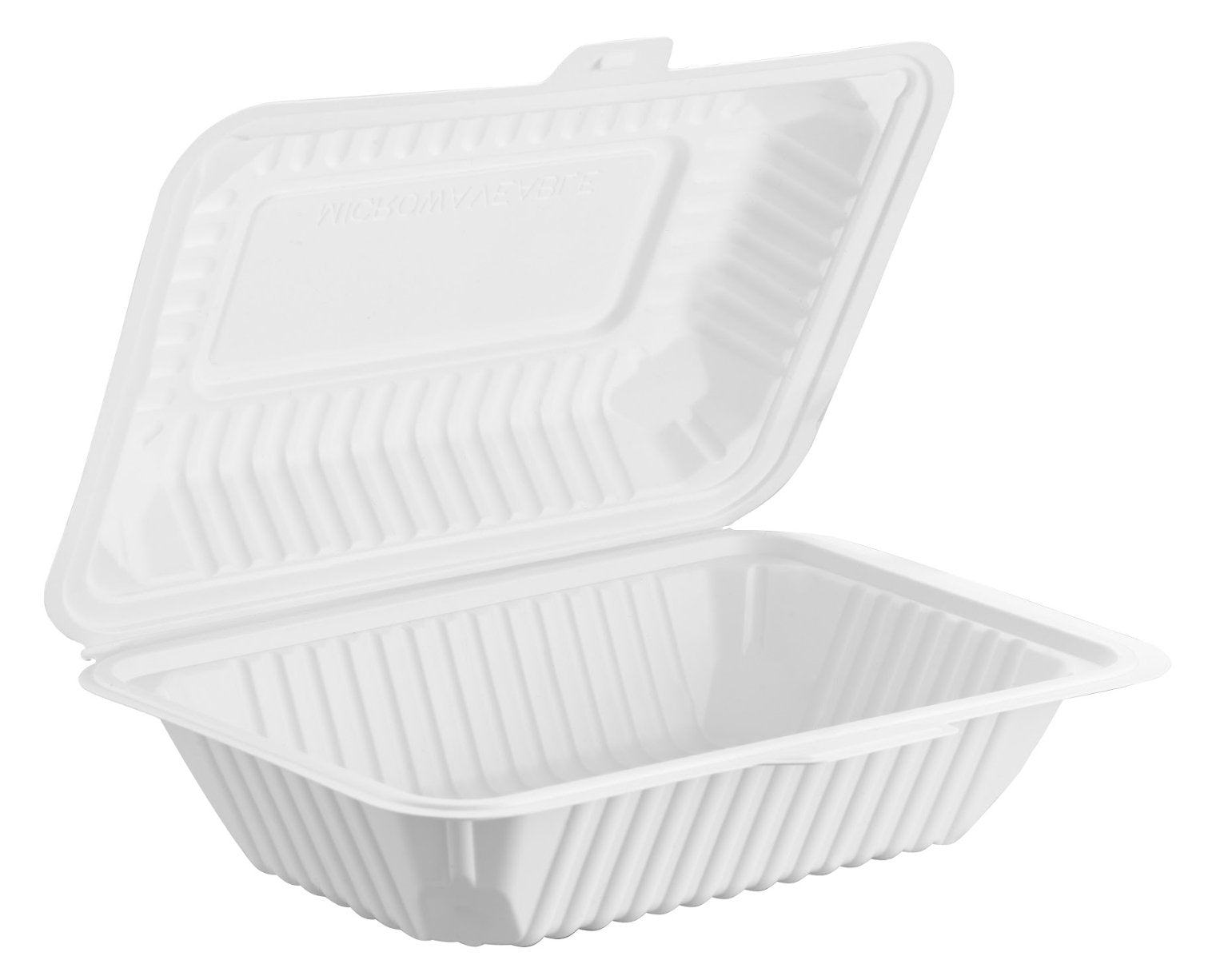 Hinged MFPP Container, Center Slide, 9.25" x 6.5", 150pc - Feast Source