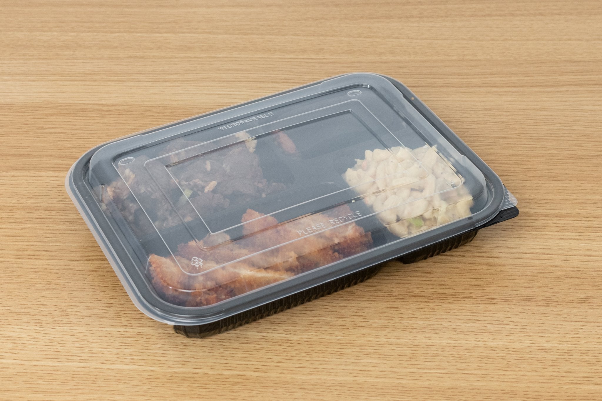 Two-Piece Microwaveable Black Tray Translucent Lid 10.5" x 8", 4-Compartment, 100 Sets - Feast Source