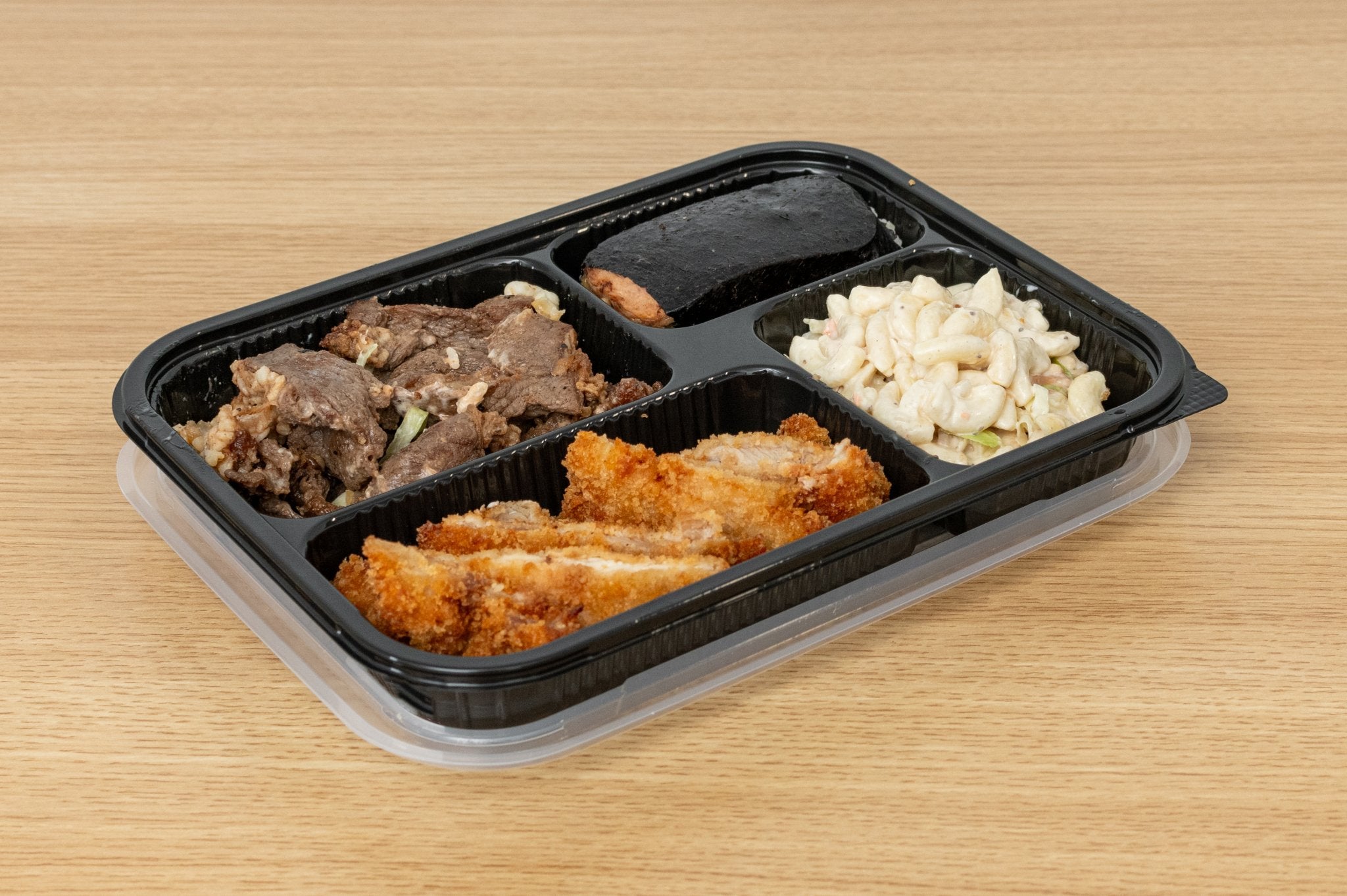 Two-Piece Microwaveable Black Tray Translucent Lid 10.5" x 8", 4-Compartment, 100 Sets - Feast Source