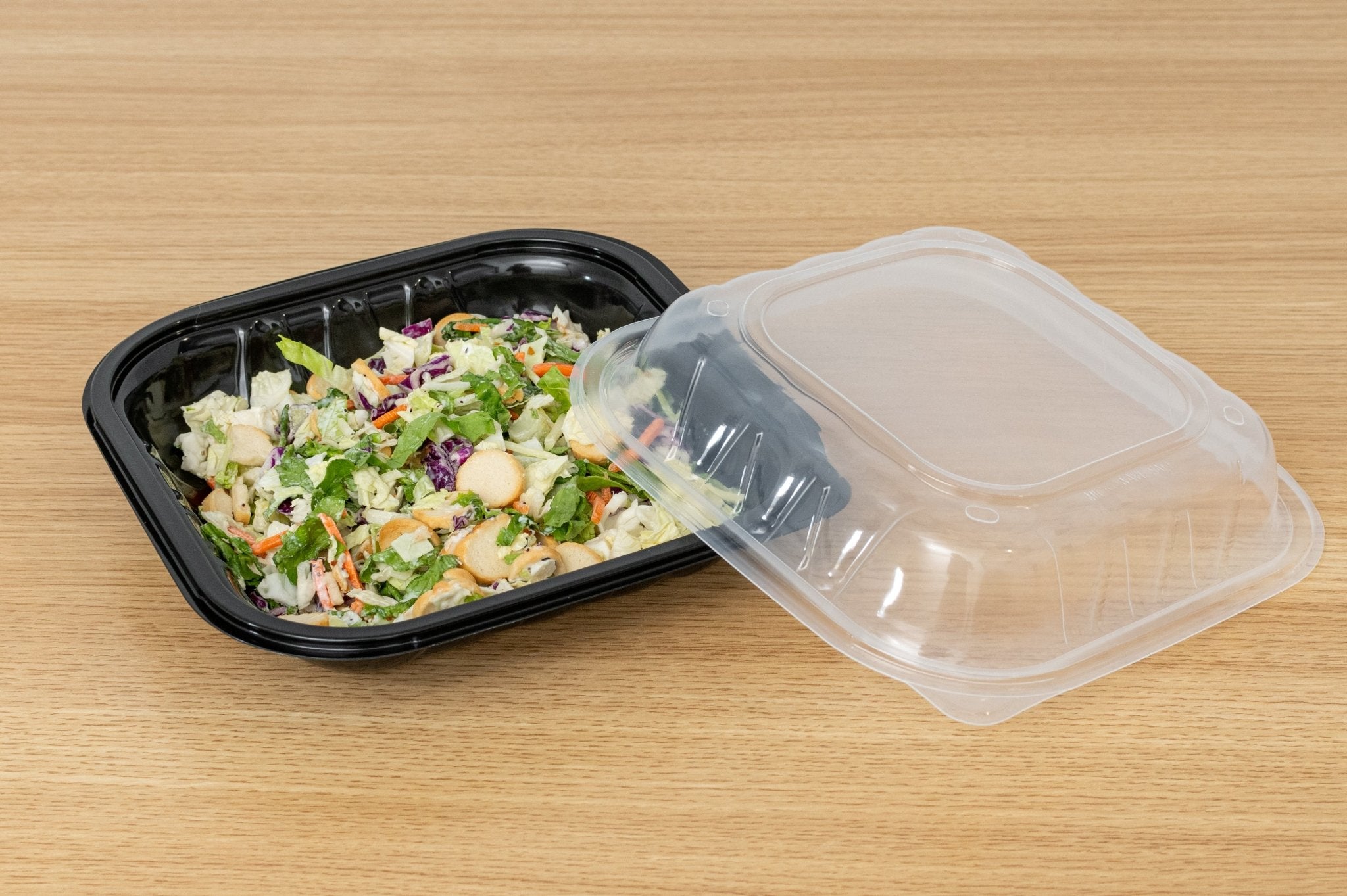 Two-Piece Microwaveable Black Tray with Translucent Lid, 9" x 9", 100 Sets - Feast Source