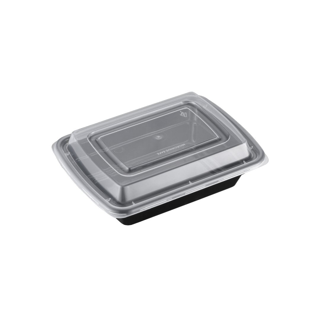 12oz Shallow Microwaveable Rectangular Container with Lid, 150 Sets - Feast Source
