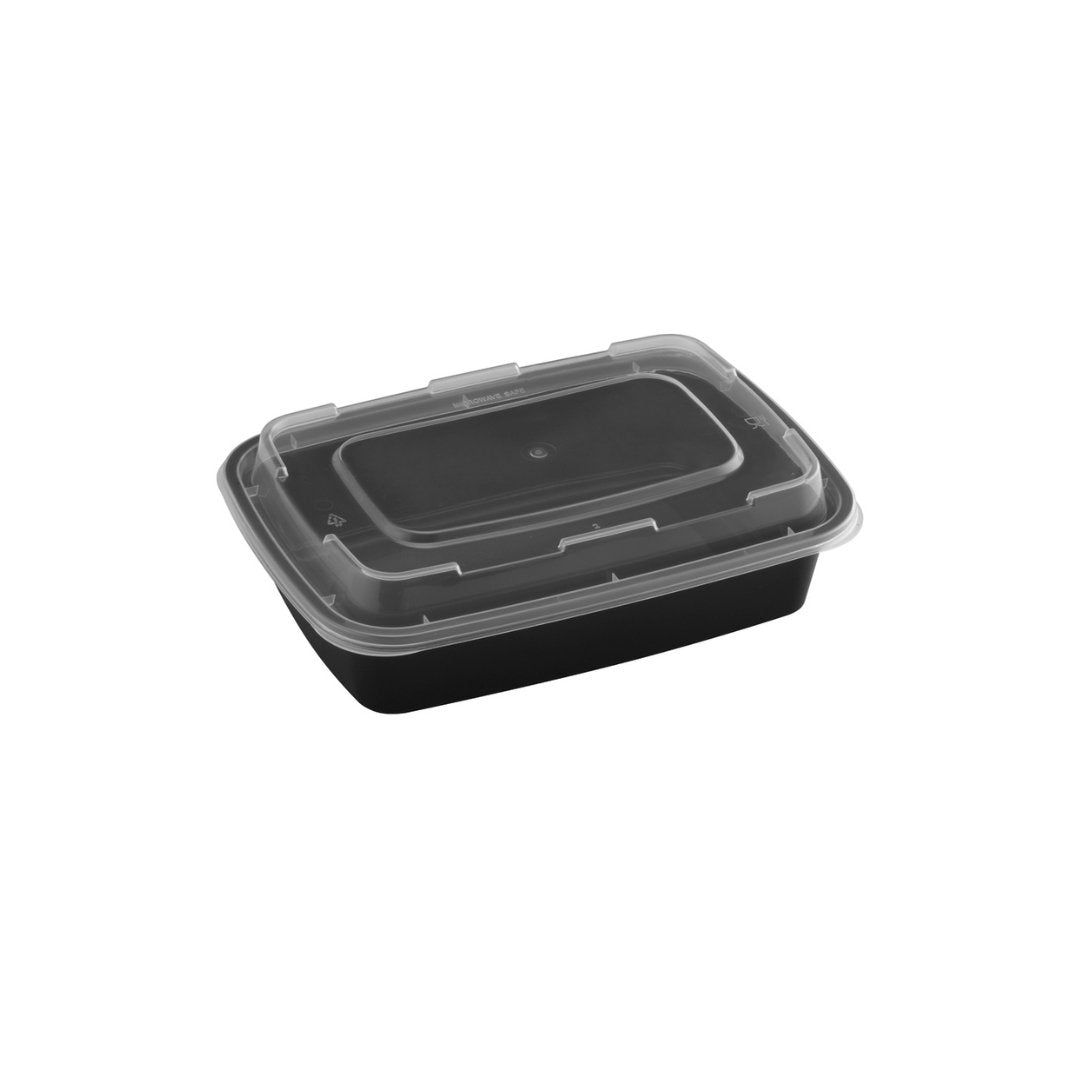 24oz Rectangular Microwaveable Container with Lid, 150 Sets - Feast Source