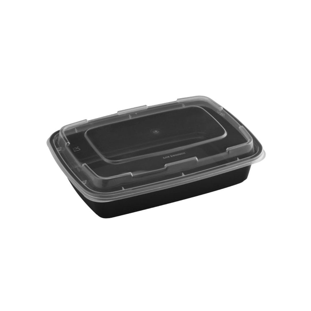 32oz Rectangular Microwaveable Container with Lid, 150 Sets - Feast Source