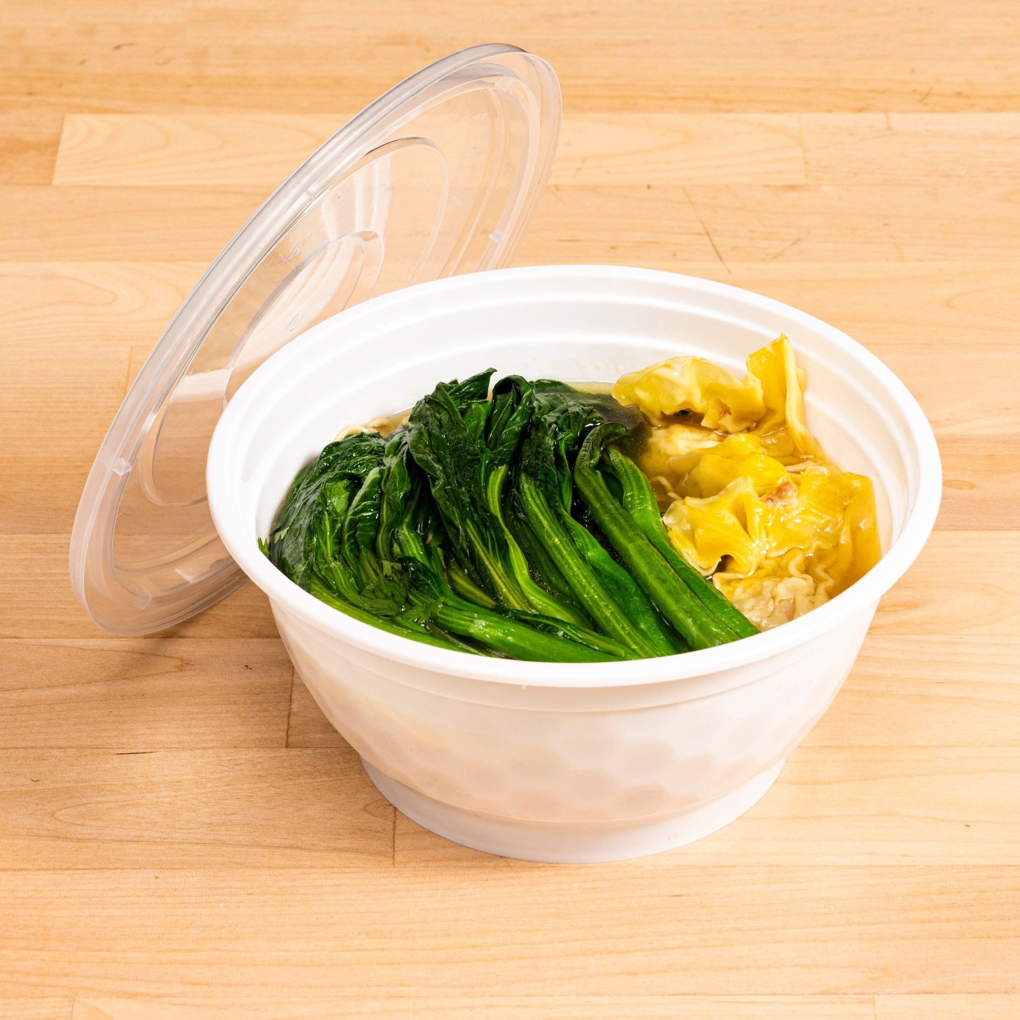 42oz Microwaveable Noodle Bowl with Lid, White, 120 Sets - Feast Source
