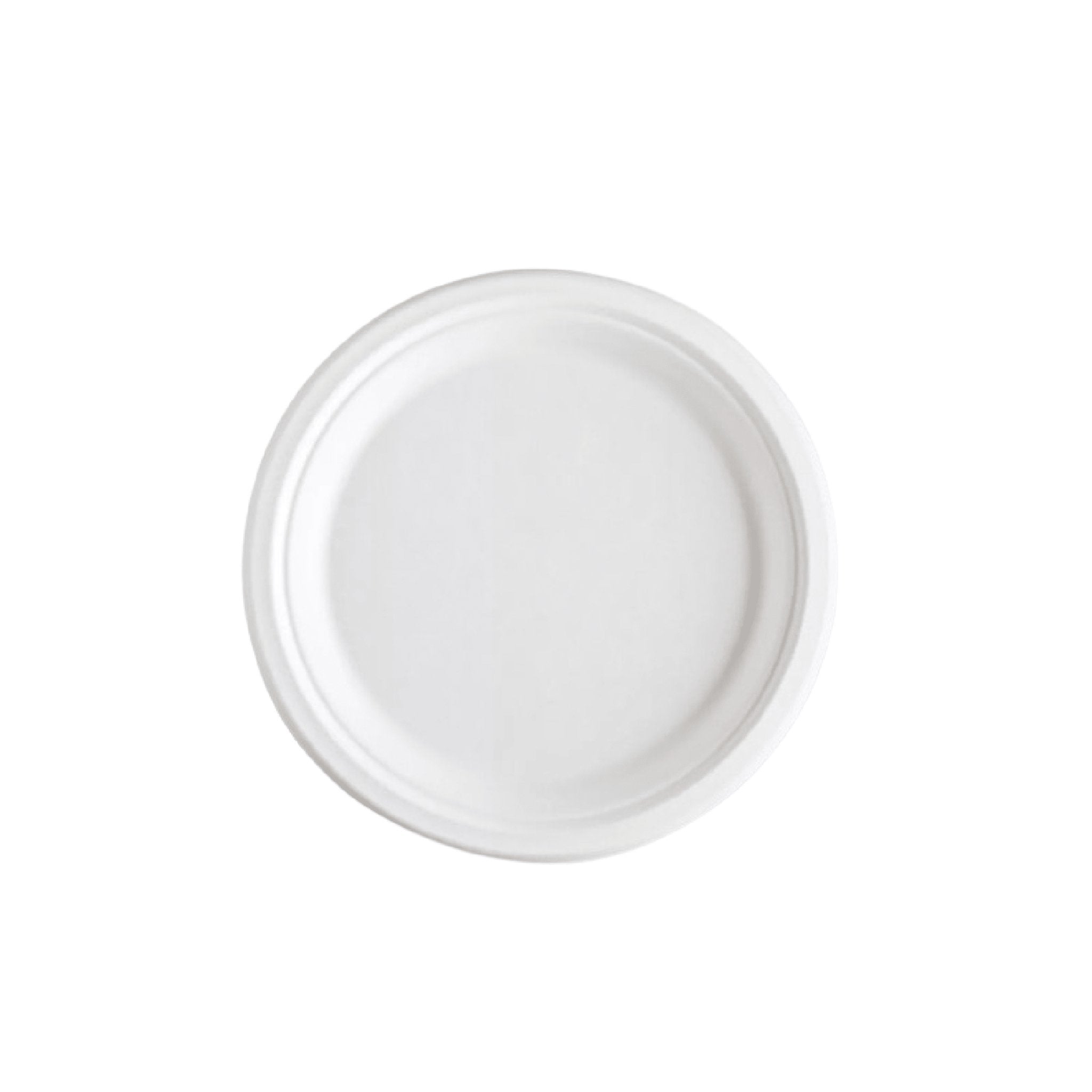 Bagasse Round Plate, 10'', White, PFAS FREE, 500pc - Feast Source