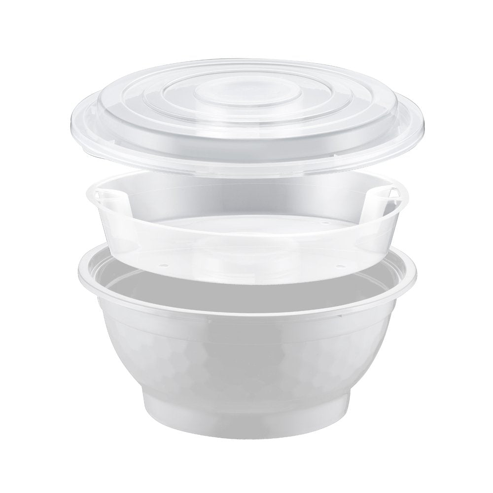 BUNDLE: 50oz Microwaveable Noodle Bowl with Insert and Lid, White, 240 Sets - Feast Source