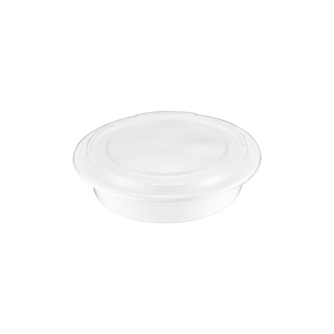 Containers with Lids, 24oz, Round, White, 150 Sets - Feast Source