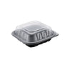 Two-Piece Microwaveable Black Tray with Translucent Lid, 8" x 8", 100 Sets - Feast Source